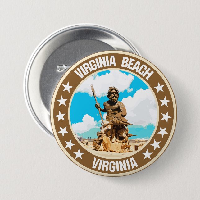 Virginia Beach                                     7.5 Cm Round Badge (Front & Back)