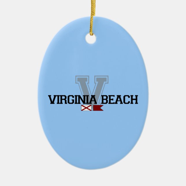 Virginia Beach. Ceramic Tree Decoration (Front)