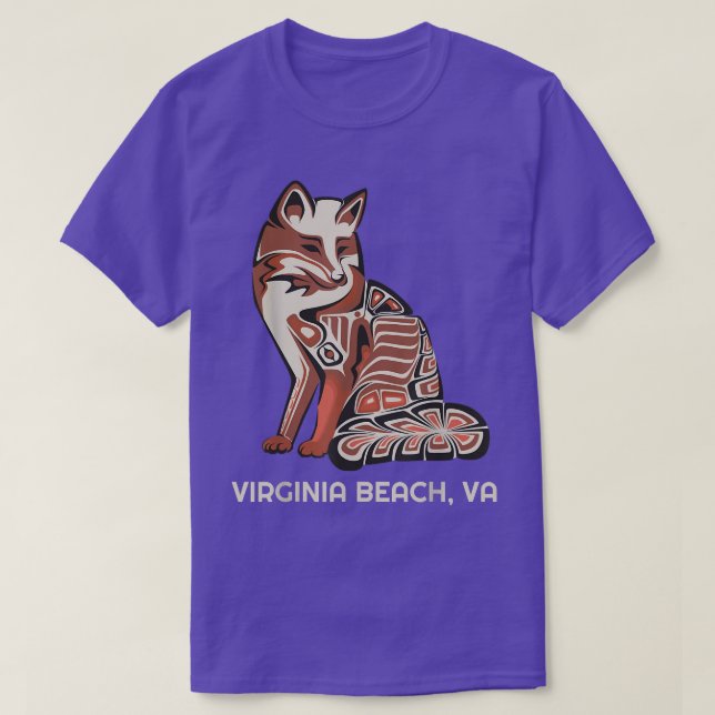 Virginia Beach Red Tribal Fox Native American Artw T-Shirt (Design Front)