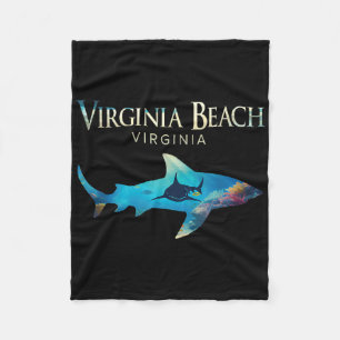 Virginia Beach Retro Virginia Beach Va Shark Fleece Blanket
