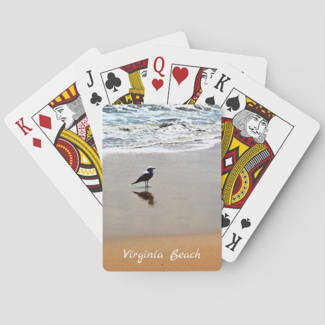 Virginia Beach ~ Seagull, Sand and Ocean Playing Cards (Back)