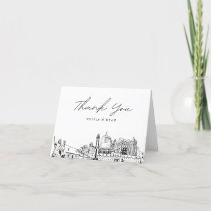 Virginia Beach Skyline Sketch Blank Thank You Card