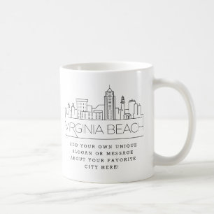 Virginia beach Stylised Skyline   Custom Slogan Coffee Mug