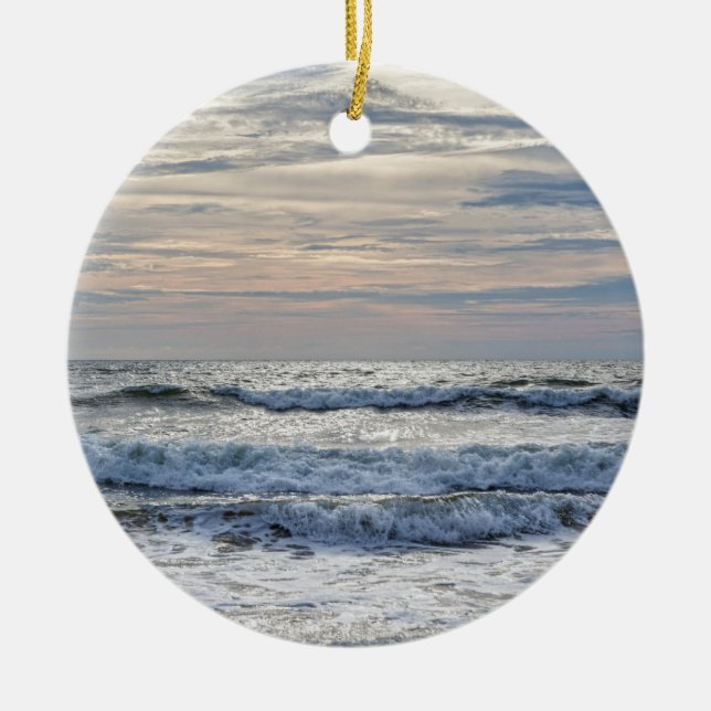 Virginia Beach Sunrise Ceramic Tree Decoration (Front)