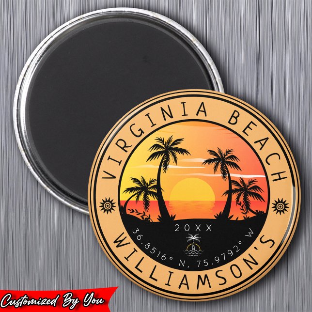 Virginia Beach USA Retro Sunset Souvenirs 60s Magnet (Creator Uploaded)