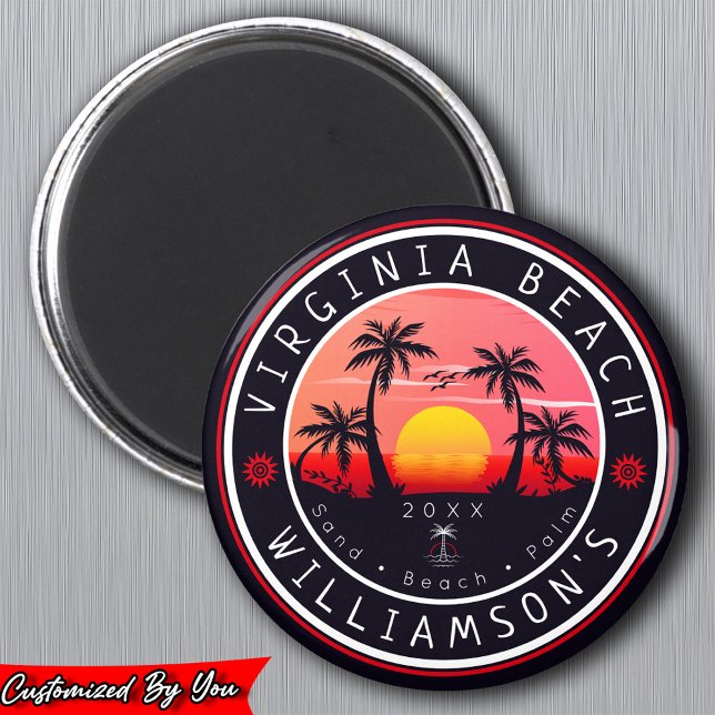 Virginia Beach USA Retro Sunset Souvenirs 80s Magnet (Creator Uploaded)