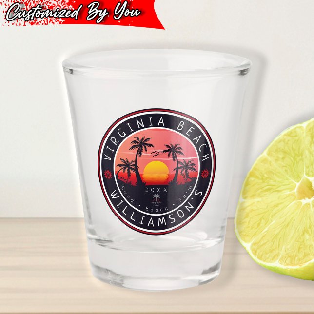 Virginia Beach USA Retro Sunset Souvenirs 80s Shot Glass (Creator Uploaded)