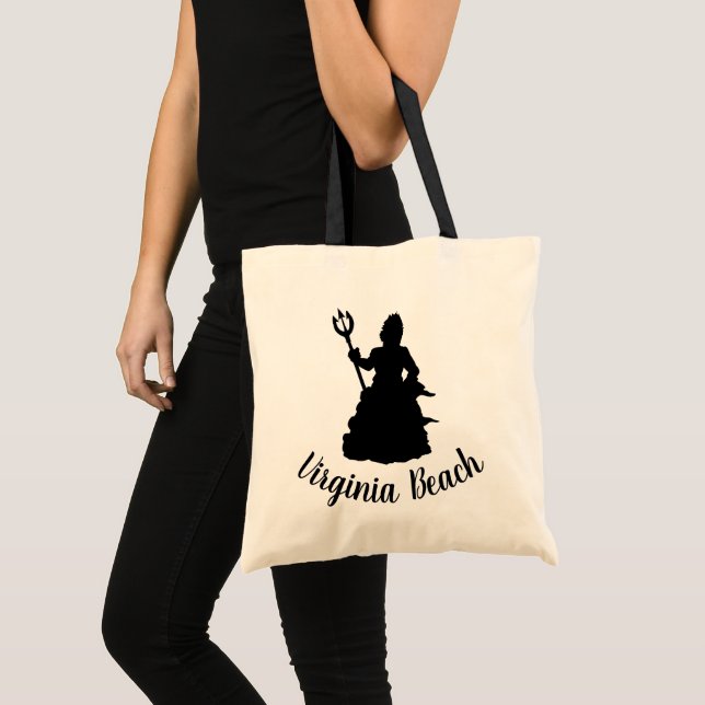 Virginia Beach VA Neptune Sculpture Silhouette Tote Bag (Front (Product))