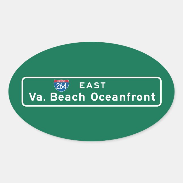 Virginia Beach, VA Road Sign Oval Sticker (Front)