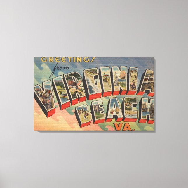 Virginia Beach, Virginia - Large Letter Scenes Canvas Print (Front)