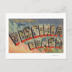 Virginia Beach, Virginia - Large Letter Scenes Postcard