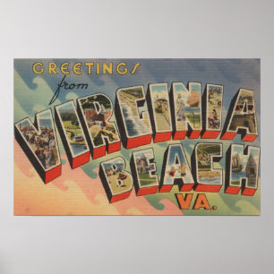 Virginia Beach, Virginia - Large Letter Scenes Poster