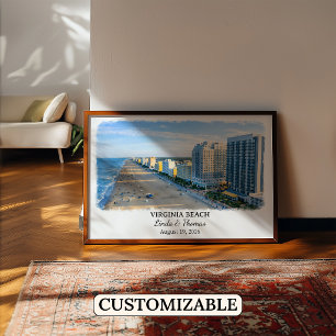 Virginia Beach Virginia Poster, Watercolor, Custom Poster