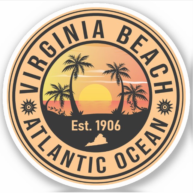 Virginia Beach Virginia Retro Sunset Souvenirs 60s (Front)