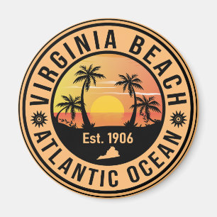Virginia Beach Virginia Retro Sunset Souvenirs 60s Magnet