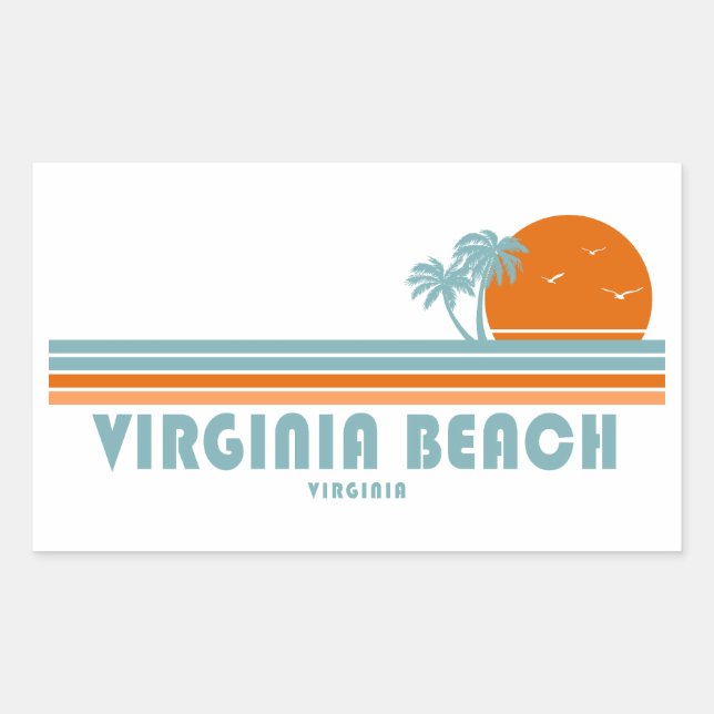 Virginia Beach Virginia Sun Palm Trees Rectangular Sticker (Front)