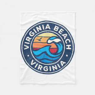 Virginia Beach Virginia VA Vintage Nautical Waves  Fleece Blanket