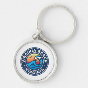 Virginia Beach Virginia VA Vintage Nautical Waves  Key Ring