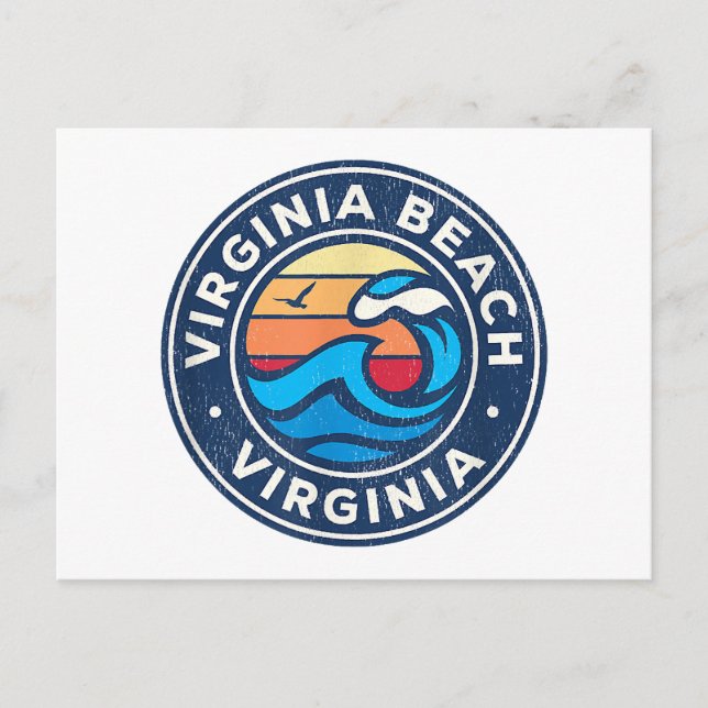 Virginia Beach Virginia VA Vintage Nautical Waves  Postcard (Front)