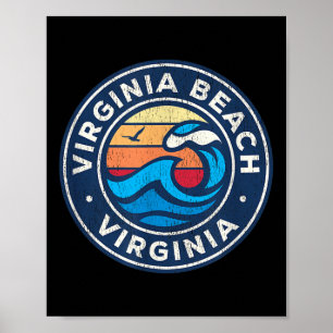 Virginia Beach Virginia Va Vintage Nautical Waves Poster