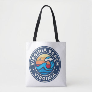 Virginia Beach Virginia VA Vintage Nautical Waves  Tote Bag
