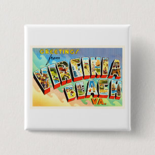Virginia Beach Virginia VA Vintage Travel Postcard 15 Cm Square Badge