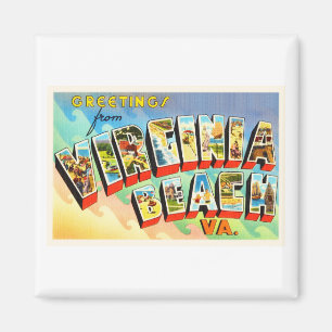 Virginia Beach Virginia VA Vintage Travel Postcard Magnet