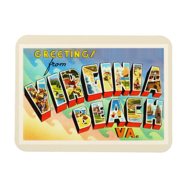 Virginia Beach Virginia VA Vintage Travel Postcard Magnet (Horizontal)