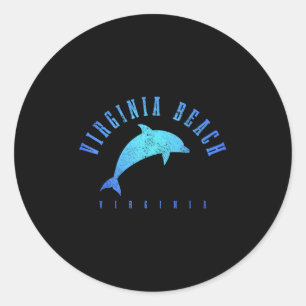 Virginia Beach Virginia Vintage Dolphin Holiday Classic Round Sticker