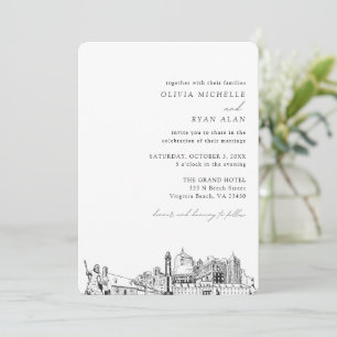 Virginia Beach Wedding Elegant Skyline Invitation