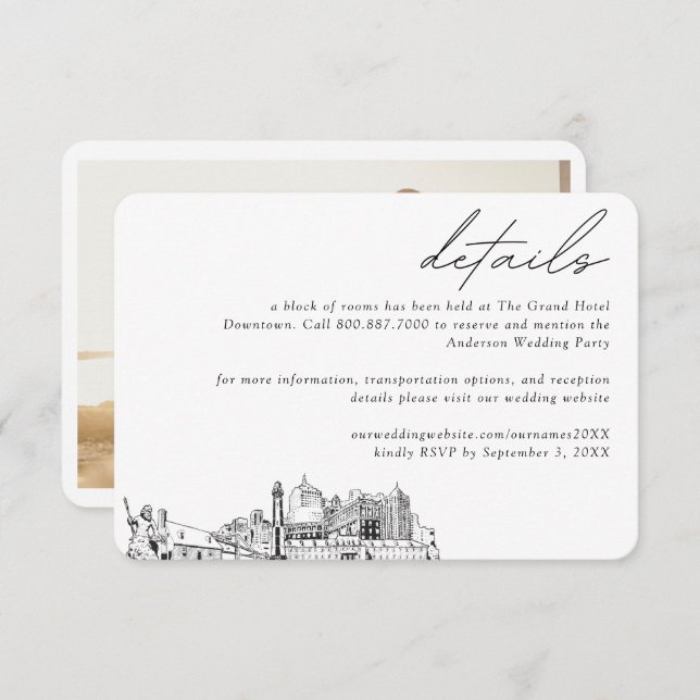 Virginia Beach Wedding Hotel Room Block Details Enclosure Card (Front/Back)