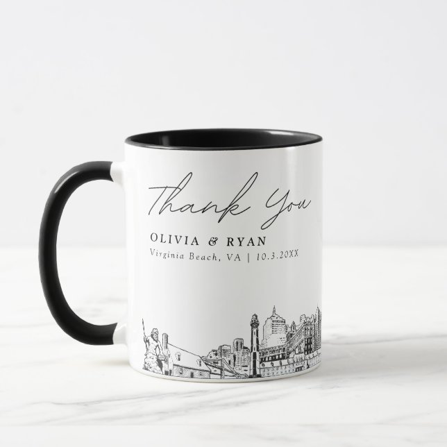 Virginia Beach Wedding Minimal Custom Coffee Mug (Left)
