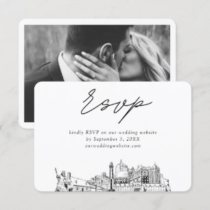Virginia Beach Wedding Minimalist Sketch RSVP Enclosure Card