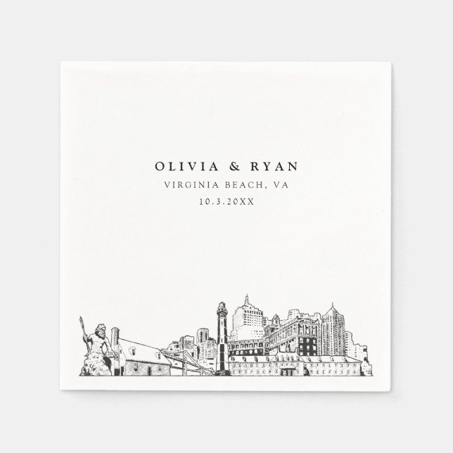 Virginia Beach Wedding Paper Cocktail Napkin (Front)