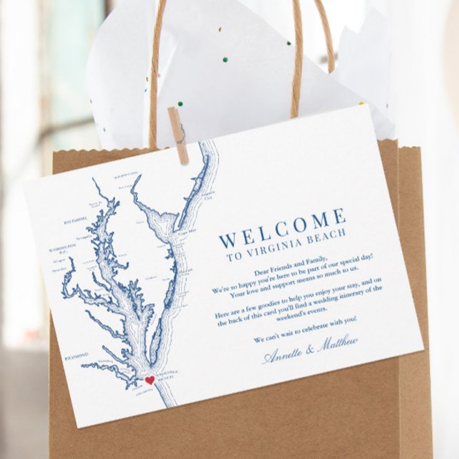 Virginia Beach Wedding Welcome and Itinerary Thank You Card (These Virginia Beach welcome letters are perfect for your Virginia destination wedding)