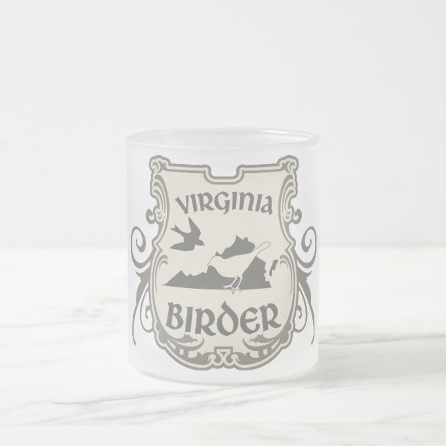 Virginia Birder Frosted Glass Coffee Mug (Center)