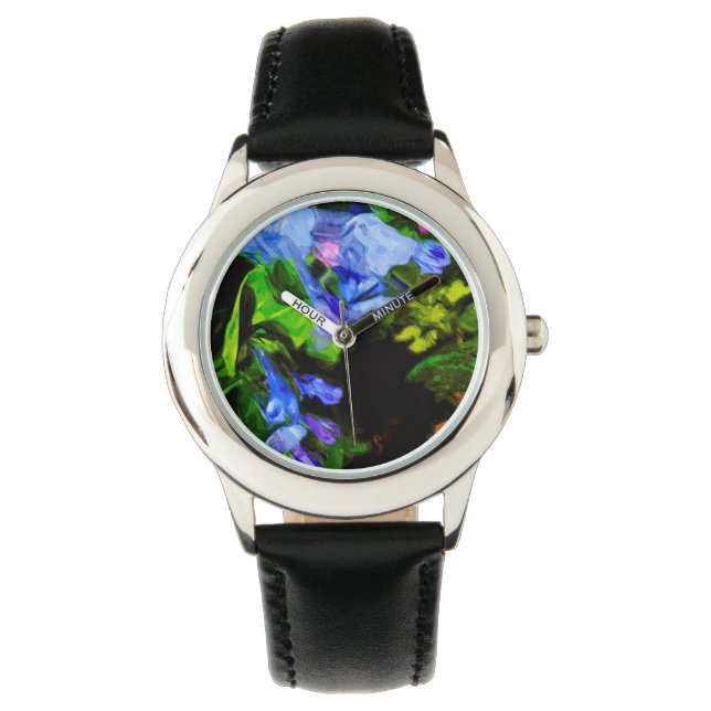 Virginia Bluebell Wildflower Impressionist Watch (Front)