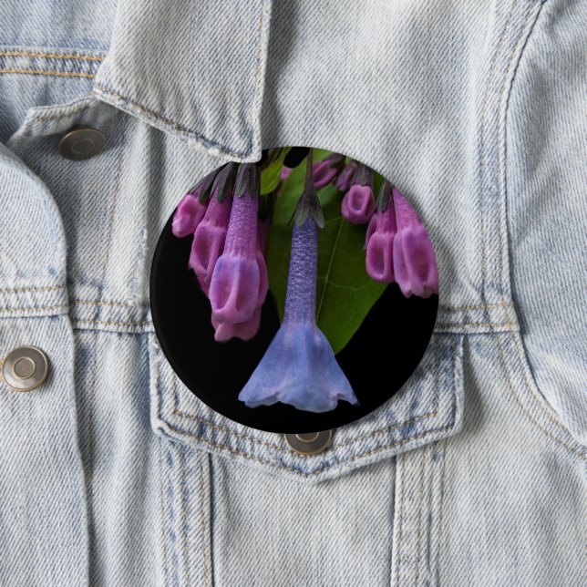 Virginia Bluebells Wildflower 10 Cm Round Badge (In Situ)