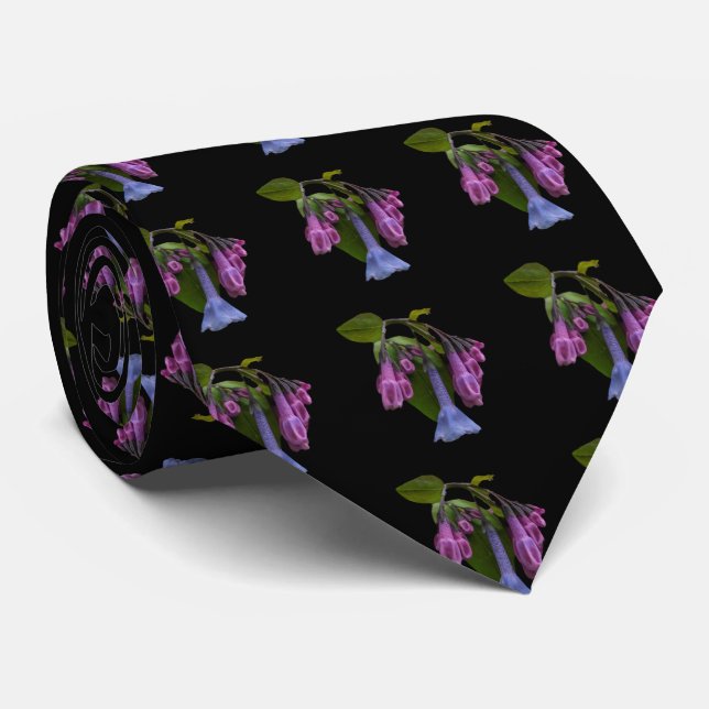 Virginia Bluebells Wildflower Neck Tie (Rolled)
