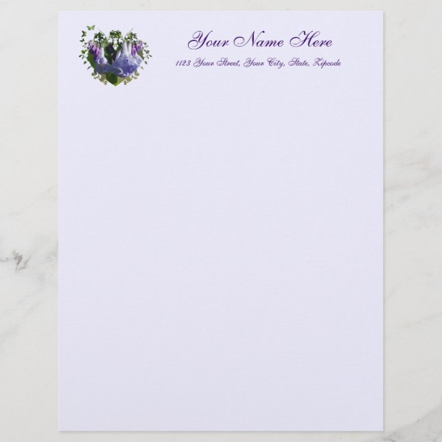 Virginia Bluebells Wildflowers Letterhead Template (Front)