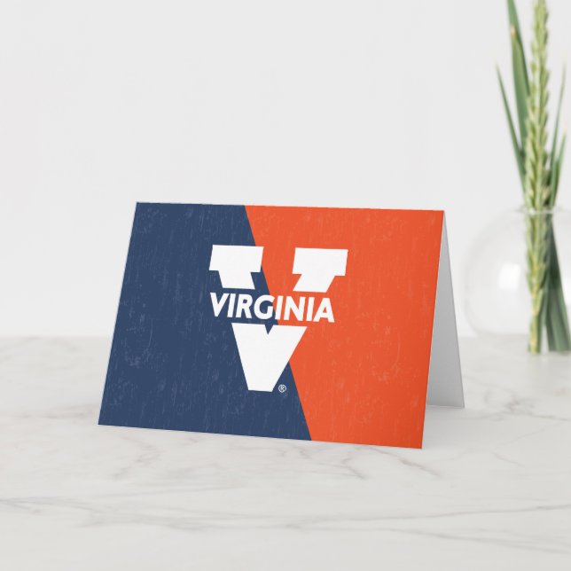 Virginia Cavaliers Color Block Distressed Card (Front)