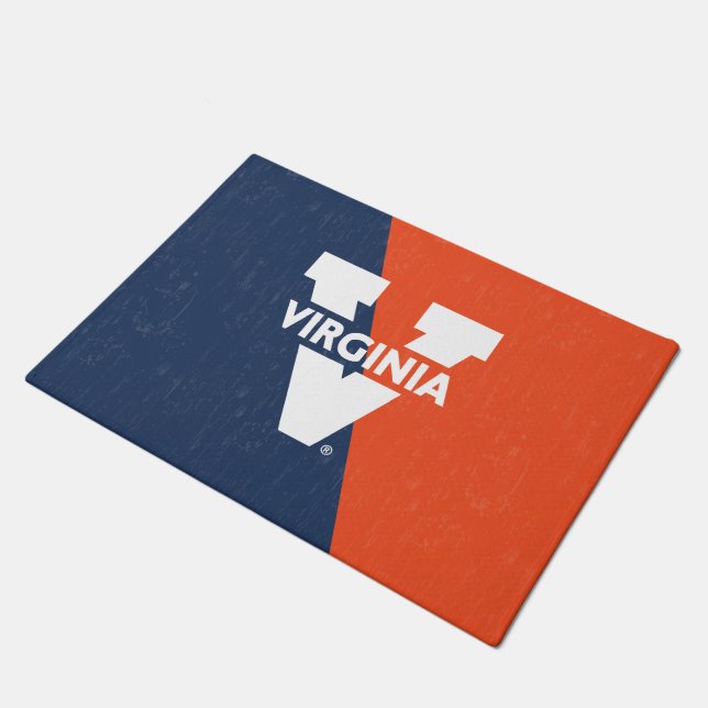 Virginia Cavaliers Color Block Distressed Doormat (Angled)