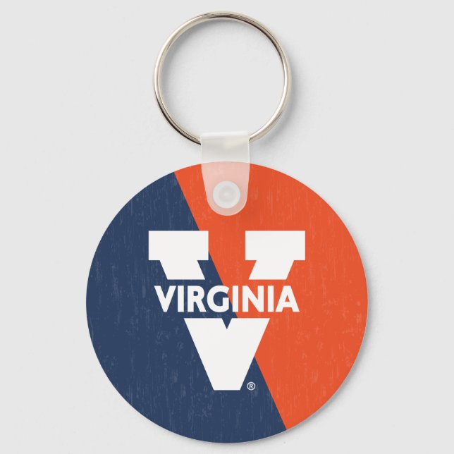 Virginia Cavaliers Color Block Distressed Key Ring (Front)