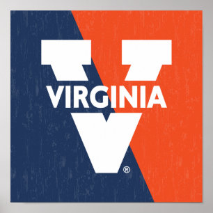 Virginia Cavaliers Color Block Distressed Poster