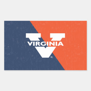 Virginia Cavaliers Colour Block Distressed Rectangular Sticker