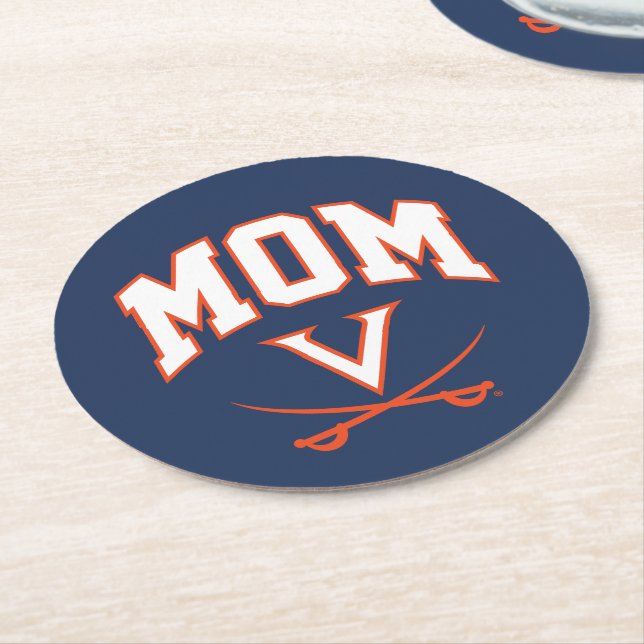 Virginia Cavaliers Mom Round Paper Coaster (Angled)