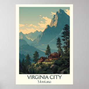 Virginia City Montana Vintage Gold Rush Town Art Poster