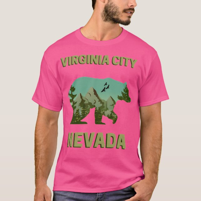 Virginia City Nevada Mountains - Bear Landscape Ac T-Shirt (Front)