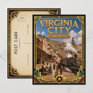 Virginia City Nevada Vintage Art Deco Golden Age Postcard
