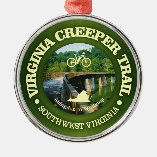 Virginia Creeper Trail (Cycling C)) Metal Tree Decoration (Front)